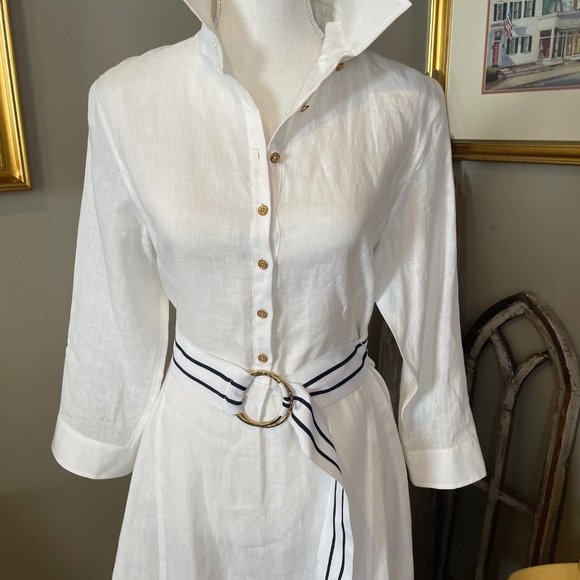 Lauren by Ralph Lauren White Linen Midi Dress - Picture 2 of 11